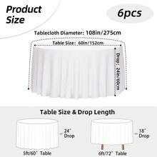 Tomnk 6/10 Pack Round Tablecloths 90/120 Inch - Circle Bulk Linen Polyester Fabric Washable Table Cloth Cover For Wedding Reception Banquet Birthday Party Buffet Restaurant - 彩色 - 查看 11