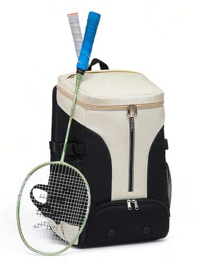 1PC Daily Sports Training Backpack With Large Capacity And Light Weight, Badminton Backpack, Tennis Racket Bag, Basketball Bag, Independent Shoe Compartment, Outdoor Sports Backpack, Contrasting Color Design, Fashionable And Simple, Versatile Backpack, Suitable For Fitness, Yoga, Outdoor Sports, Short-Distance Travel