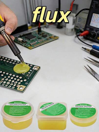 30克、50克、100克焊膏、松香、无铅焊锡丝、助焊剂、焊膏、焊油、无卤素、免清洗、无铅、高品质焊接、无需清洗、松香、优质油、流动润滑剂、专业级，适用于智能手机、主板、印刷电路板等多种焊接应用。
