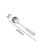 1pc Stainless Steel Pearl Handle Dessert Spoon, Round Head Coffee Spoon, Suitable For Home, Restaurant, Western-Style Dining - Multicolor - View 14
