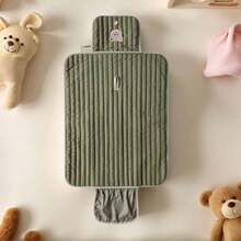 1个可折叠婴儿尿布更换垫，便携式婴儿尿布更换站垫 - 綠小熊 - 查看 2