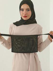 1pc Women's Long Veil, Double Layer Design Suitable For Covering Face During Eating, Fashionable, Casual, Elegant, Muslim, All Season, Convenient Hijab Face Mask, Variety Of Styles Suitable For Most People, Headscarf Suitable For Muslim Daily Gatherings And Outings - Veil - View 7