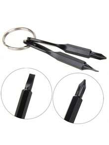 2pcs/Set Portable Screwdriver & Flathead Screwdriver Keychain Set - Camping Accessories Multifunctional Mini Pocket Tools, Repair Tools, Small Tool Car Parts Set, Pendant, School Gothic Y2K Christmas Gift Creative Set, With ID Card Lanyard Car Parts Accessories Set, Portable Screwdriver, Outdoor EDC Multifunctional Tools With Keychain - Multicolor - View 6
