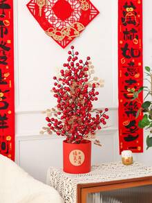 1 buc. Decorațiune artificială pentru ghiveci de flori de Anul Nou - Potrivită pentru decorarea camerei de zi, a pensiunii, a recepției hotelului pentru atmosfera de festival de Anul Nou, precum și pentru decorarea mesei în restaurantul familiei și în timpul petrecerii de sărbători.