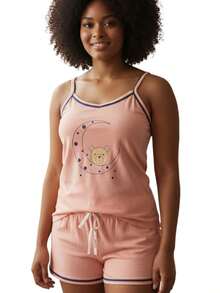 Kit com 2 Pijamas Feminino Adulto Baby Doll Alcinha Short Doll em malha de qualidade Estampas Sortidas - Multicolorido - Visão 6