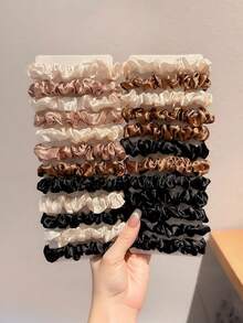 5pcs Women Fabric Crinkle Satin Hair Scrunchies, Elegant Simple Design, Stretchy Hair Ties For Ponytail Bun, Everyday Use (No Paper Card Packaging, Paper Card For Shooting Only)Scrunchy Hair Ties Hair Accessories Head Accessories - Multicolor - View 9