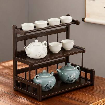 1pc Multi-Tier Desktop Cup Rack, Organized Multi-Tier Desktop Cup Rack, Suitable For Tea Table, Kitchencounter, Office Desk, Living Room Table. Home Multi-Functional Multi-Tier Desktop Cup Rack. Desktop Tea Cuprack, Kitchen Cup Storage Rack.