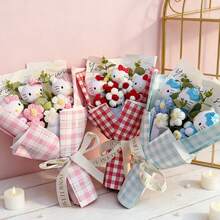 Handmade Flower Bouquet,  Knitted Floral Bouquet, Cute Handheld Flower Bouquet For Valentine's Day,  Delicate Desktop Decor, Anniversary, Graduation, Birthday Gift - Multicolor - View 2