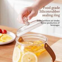 1个大容量带水龙头冰箱冷水瓶，水果茶冷水瓶，家用饮水桶，冰玻璃果汁壶（无隔板） - 彩色 - 查看 4