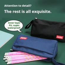 1pc High Cost-Performance Solid Color Pencil Case, Niche Black Anti-Fouling Pencil Box, Large Capacity Student Stationery Storage Bag, Back To School Stationery Storage Bag, School Supplies.