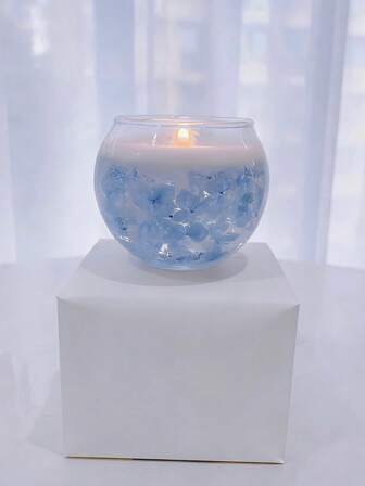 1 caja 1 taza Vela perfumada con flor flotante azul, vela aromática ambiental para sala de estar, dormitorio, estudio, regalo para amigos