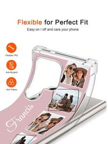 1pc Customizable 4-Photo DIY Phone Case, Shock-Proof Design, Compatible With Samsung S25/S25Plus/S25Ultra/S25Edge/S24/S23/S22/A16/A55/A56/A17/A07 And Other Models, Best Gift For Couples, Friends, Parents, Boyfriend/Girlfriend, Ideal For Carrying Outdoors, Android Phone Protective Cover,Cute Phone Cases, Customizable Things For Men - Clear - View 3