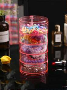 360° Multifunctional Rotating Dust-Proof Hair Accessory Storage Box, 3/4/5 Layers Transparent Acrylic Jewelry Box For Headbands, Bows, Hair Ties, Suitable For College Girls - Clear - View 9