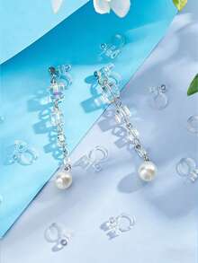 30 phụ kiện kẹp bông tai bằng nhựa, bông tai kẹp hình chữ U trong suốt 11x8MM không đau dùng để làm đồ trang sức, phụ kiện cho đồ thủ công DIY, phù hợp cho người mới bắt đầu và phụ nữ - Trong sáng - Xem 2