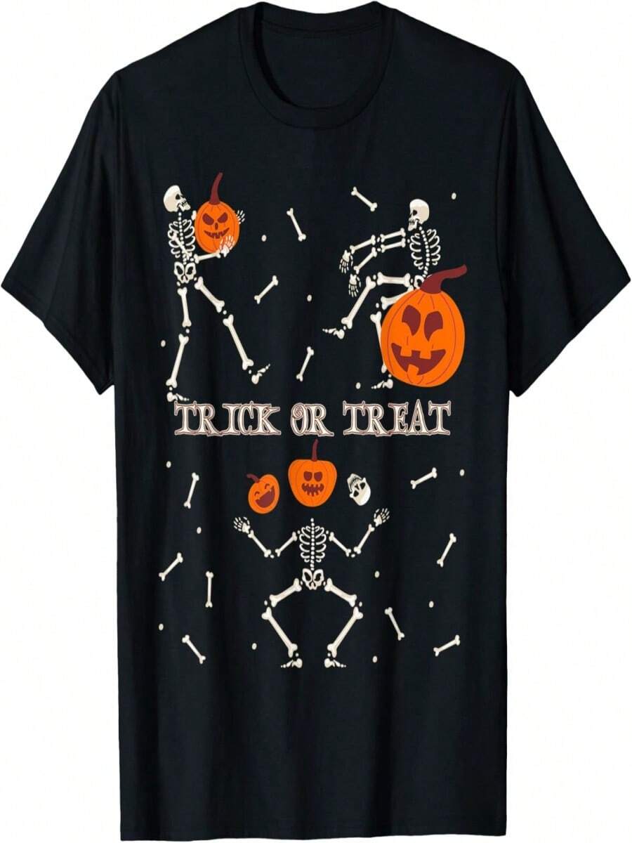Halloween Dancing Skeleton T-Shirt Trendss - Negro - Ver 1