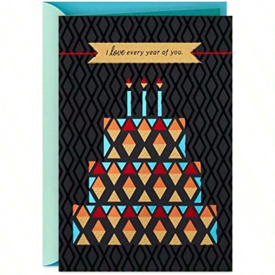 Hallmark Tarjeta de cumpleaños para marido, esposa, novio, novia (pastel de cumpleaños)(Pastel de cumpleaños) - Multicolor - Ver 1