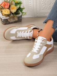 Casual Flat Sneakers For Teens, Fashion Sporty Versatile Soft Sole Running Shoes, Spring/Autumn - White - View 2