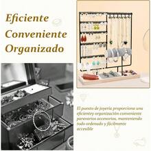 Organizador de Joyas, Organizador de Aretes de 5 Niveles Estante de Joyas, Exhibicin de joyas de Collares, Joyero Organizador Para Guardar Pulseras Pendientes Anillos Relojes - negra - Ver 6