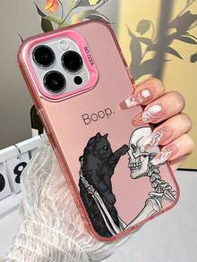 Halloween Gothic Skeleton  Black Cat Print Phone Case For IPhone 17 16 15 14 13 12 11 X XS 7 8 - TPU IMD Case With Colorful Laser Backboard, Cool  Protective Cover For Teens Adults, Co - Hồng - Xem 2