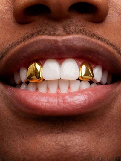RACHELZ Classic Smooth Surface Big Small Size Single Teeth Grillz Braces Hip Hop Glossy Tooth Caps For Women Men Jewelry Party Gift Wearable Dental Grills Christmas Gift