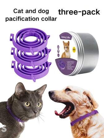 3 Packs, Pet Soothing Emotional Collar (Suitable For Dogs And Cats) - Canned, Helps Your Pet Relieve Anxiety, Soothe Emotions, Waterproof And Moisture-Proof, Can Be Used For A Long Time, Cat Collar Is 38CM Long, Dog Collar Is 62CM Long, Suitable For Pets To Adapt To New Environments, The Collar Will Automatically Protect Your Pet, Making It The Perfect Gift For Pets