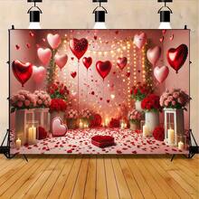 1 Piece 2D Flat Valentine's Day Tapestry, Red Heart Valentine's Day Background Cloth, Polyester Fiber, Multi-Functional Party, Suitable Weddings, Birthdays, Anniversaries,, New Year, General Holiday Decorations, No Electricity Required, Indoor And Outdoor Celebration Decorations Multiple Sizes Available Photography Background 90*70inch 90*60inch 80*60inch 60*50inch 40*30inch - Nhiều màu - Xem 4
