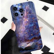 2026 nueva funda de teléfono esmerilada, funda de teléfono con diseño de árbol de Navidad de fantasía y libro abierto para iPhone 17 14 Pro Max 13 12 11 Xs Xr  Galaxy S23 S22 S21 S20 S10 S9 Plus protector de teléfono funda de pareja regalo para novio novia presente de vacaciones - Azul Klein - Ver 4