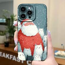 2026 nueva funda de teléfono esmerilada, funda de teléfono de Santa Claus con gatos diseño navideño para  17 15 Pro Max  17 14 Pro  17 13  17 12  Galaxy S23 S22 S21 funda protectora para teléfono regalo de pareja para novio novia regalo de vacaciones - Azul Klein - Ver 5