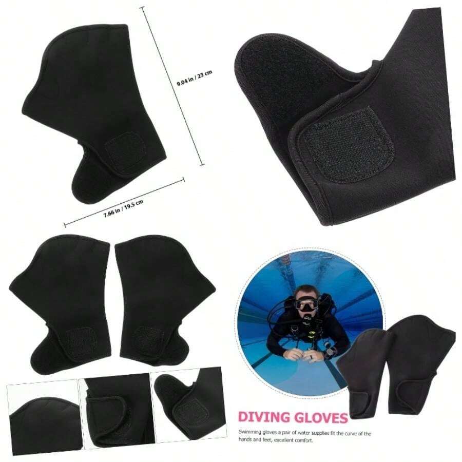 Guantes para Natacin Ajustables Unisex de Neopreno para Entrenamiento de Resistencia Piscina Proteccin Araazos y Pinchazos para Fitness Acutico y Buceo - Negro - Ver 1