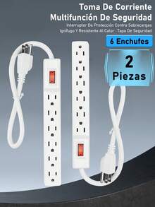 Regleta Eléctrica 6 Contactos 110V 15A Ultra Delgada Cable Corto 1m Material ABS  Diseño Antideslizante para Uso en Hogar Oficina y Exteriores - Tipo de Enchufe B USA (110-127V) - Ver 14