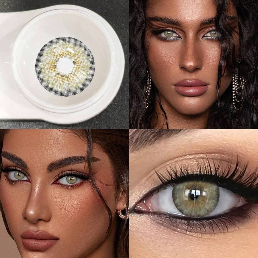 1副自然色软性隐形眼镜，年抛型，直径14.5mm，适合约会或日常佩戴，舒适自然的美容隐形眼镜 - 灰色 - 查看 1