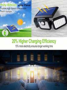 Outdoor Solar Motion Sensor Light, 1/3 Head Solar Security Light, 74LED/100LED Floodlight/Spotlight, With Motion Detection Function, Suitable For Garage, Yard, Entrance, Patio And Other Places, IP65 Waterproof, Halloween, Christmas, Thanksgiving Gift Choice - Black - View 7