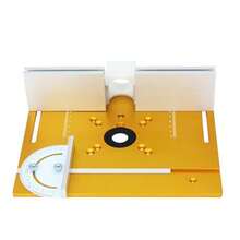 آلة تشذيب حواف النجارة C8 مع طاولة عمل قابلة للرفع، لوحة إدخال الراوتر من سبيكة الألومنيوم، طاولة التفريز مع لوحة مقلوبة وخطاف الدفع، منضدة منشار صغيرة للنجارة مع قاعدة ضغط لأسفل وطاولة عمل مقلوبة - أصفر - مشاهدة 8