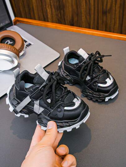 1 Pair 2025 Spring New Fashion Kids Chunky Sneakers, Boys' Sports Shoes, Girls' Breathable Mesh Running Shoes