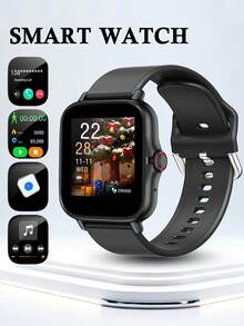 1块1.44英寸运动智能手表，男女通用，硅胶表带，来电和短信通知，多种运动模式，圣诞礼物 - 彩色 - 查看 4