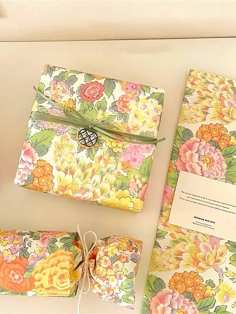 40pcs Haitang Flower Sleepless French Vintage Haitang Flower Kraft Paper High Quality Gift Packaging Paper Flower Gift Paper DIY - Multicolor - View 1