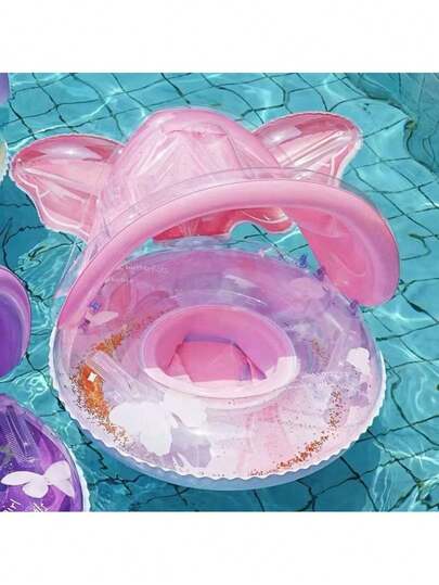 Boia Bote Boca De Peixe Infantil Inflável C/Cobertura Bebe Criança Piscina
