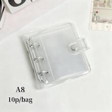 1pc A8 Transparent 3-Ring Binder, Cute Macaron Colored Loose Leaf Ledger, With Snap Button Soft Leather Surface Loose Leaf Notebook And Sticker Book, FEINIBOOK, Transparent Inner Page Replacement Core, Made Of Pp Material, Small Size, Large Capacity, Easy To Carry, Suitable For Diy Sticker Books, Hand Books, Or Placing Photo Cards, Photos, Small Objects, Etc. Of Idol Fans - Clear - View 22