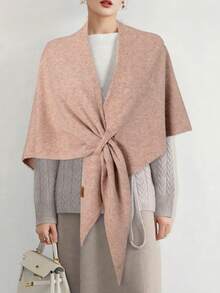 1pc Minimalist High-Quality Wool Blend Solid Color Triangle Scarf, Women Fashion Versatile Triangle Shawl Wrap, Neck Warmer - Multicolor - View 17