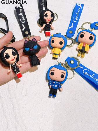 1pc/5pcs-Set Kawaii Cartoon Character Family Metal/PVC Key Chain Decor,Cute Anime-Style Key Ring With Various Patterns, Suitable For Various Scenes,Can Be Used In All Seasons, A Good Choice For Family And Friends