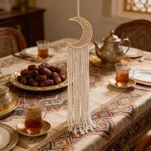 编织挂毯，捕梦网，手工吊坠，家居墙饰，星月装饰，挂布 - 杏色 - 查看 8