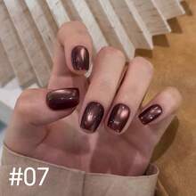 10毫升/瓶 2025新款深桦木焦糖黑指甲油凝胶，秋冬氛围猫眼指甲油凝胶，红棕色玻璃珠磁性猫眼指甲油凝胶，水晶美甲套装，提亮肤色，法式美甲，圣诞美甲，美甲用品 - 彩色 - 查看 22