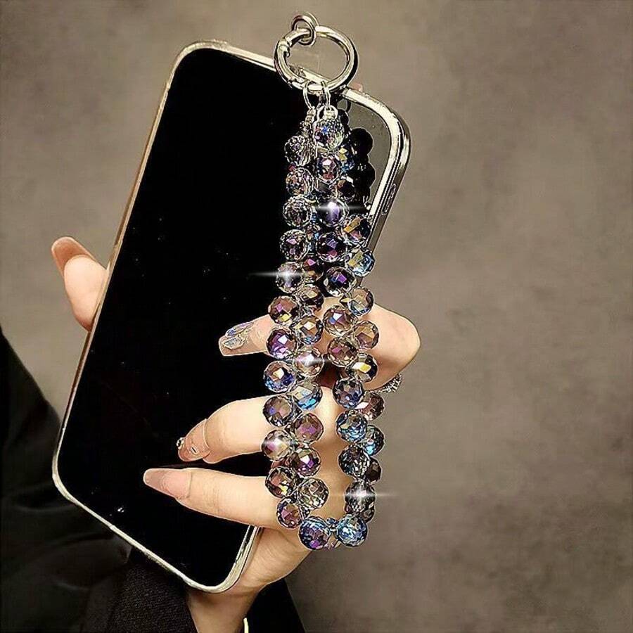 Dây đeo cổ tay đính hạt pha lê cao cấp sang trọng, có kẹp, có thể dùng làm ốp điện thoại, móc khóa, phụ kiện túi xách. Dây đeo đính hạt pha lê sang trọng này thời trang và tiện dụng, phù hợp với hầu hết các loại ốp điện thoại, là phụ kiện phong cách Y2K, cũng thích hợp làm móc khóa hoặc phụ kiện túi xách. - Màu tím - Xem 1