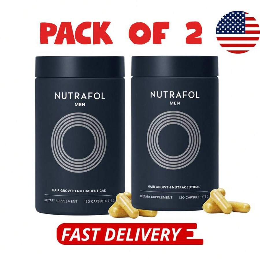 Nutrafol Men's Hair Growth Supplements, Clinically Tested Visibly Thicker Hair And Scalp Coverage, Dermatologist Recommended - 1 Month Supply Healthcare Fitness Edible Dietary Clinically Proven Hair Growth Supplement - 2 Month Supply - View 1