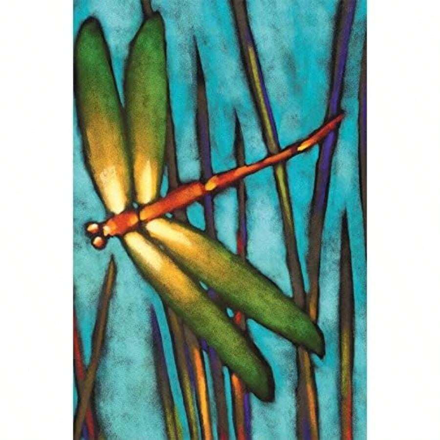 Tarjetas de felicitación sin árboles para todas las ocasiones, diseños artísticos, 12 tarjetas de felicitación + sobres blancos, fabricadas en Estados Unidos, papel 100% reciclado, 4 x 6 pulgadas,(Hermosa libélula) - Multicolor - Ver 1