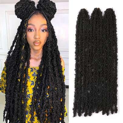 FULCRUM 12-36 Inch Butterfly Locs Crochet Hair Thick Synthetic Meche Dreadlocks Faux Locks Crochet Braiding Hair Extensions For Women