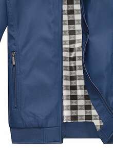 AHTELB 男士拉链夹克，带口袋，休闲春秋外套 - 寶藍色 - 查看 7