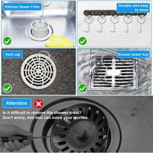 Bathtub Shower Drain Removal, 5pcs Lifting Hooks, Drain Key, Drainage Outlet Hook, Tub/Shower Plughole Extractor Tools, Remover Tools Bathroom Kitchen - ban đầu - Xem 4
