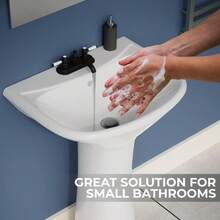 Small Bathroom Pedestal Sink White With Overflow Centerset Faucet Holes Grade A Vitreous China 33 Inch Tall X 16 Inch Wide X 14 Inch Projection Space Saving Ondine Design Renovator's Supply - Rộng 16 inch - Trắng - Xem 5