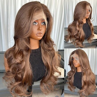 Light Brown 13x6 Synthetic Lace Front Wigs For Women 22 Inch Long Straight Glueless Kanekalon Hair Resistant Synthetic Hair Wigs Free Part 150% Density For Women Daily Party Vacation Holiday Use Easy To Install And Take Off For Beginners